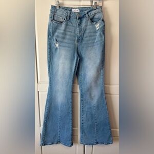 Cello High-Rise Distressed, Light Blue, Flare Bootcut Jeans Junior Size :11